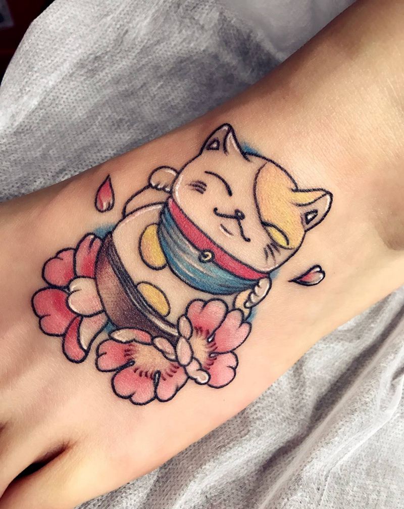 招财猫纹身图片