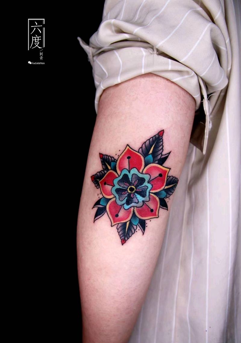 肘花纹身图片_手臂New School纹身图案