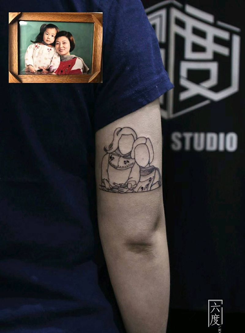 照片线条纹身图片_手臂几何纹身图案