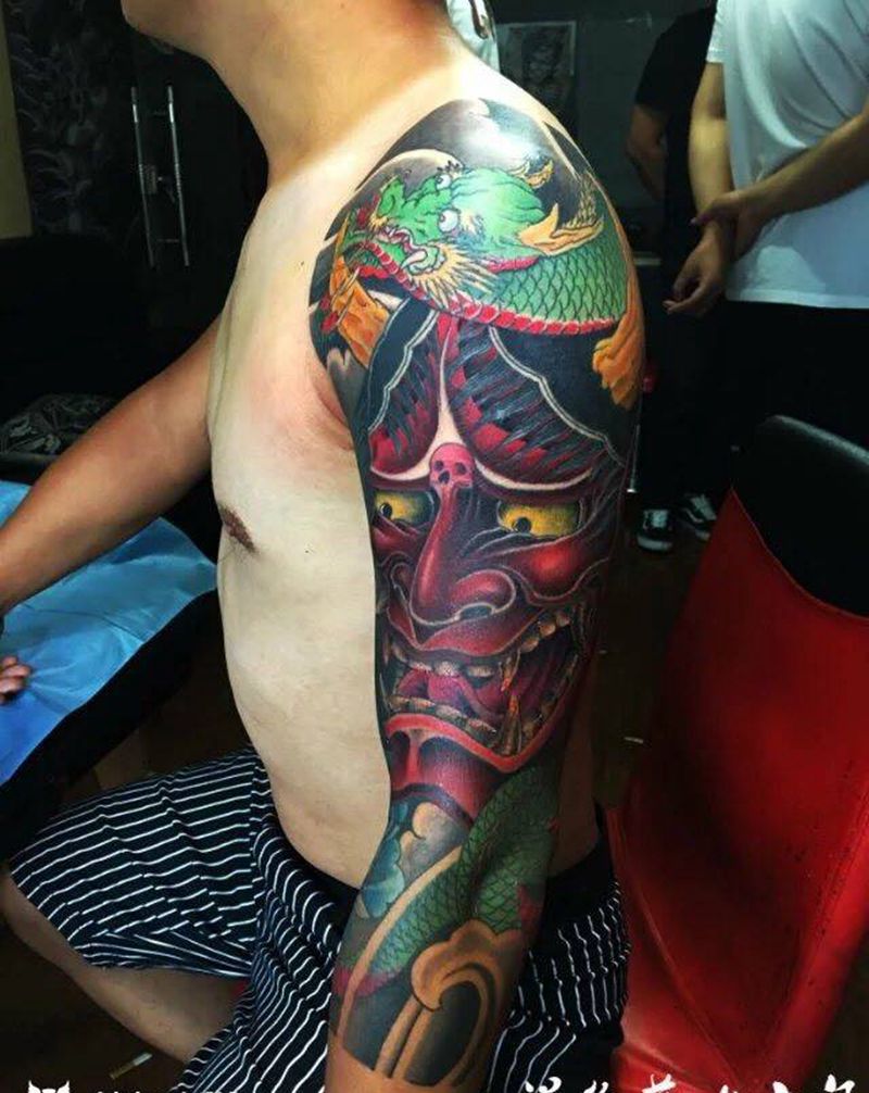 七分袖般若纹身图片