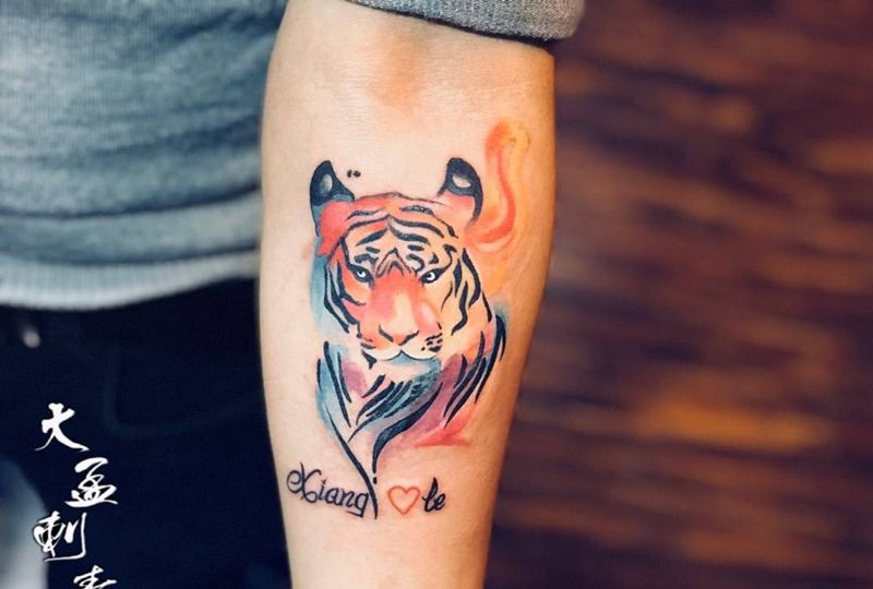 水彩老虎纹身图片_成品纹身图案