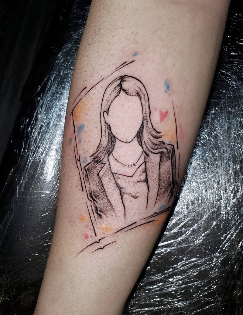 速写照片纹身图片_手臂几何点刺清新照片家人纹身图案