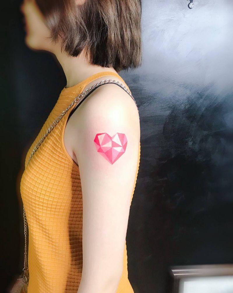 钻石心纹身图片_成品手臂纹身图案