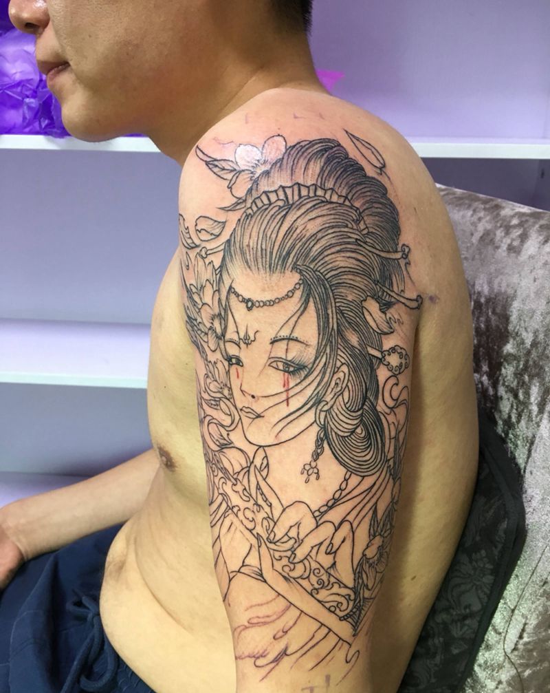 艺妓纹身图片