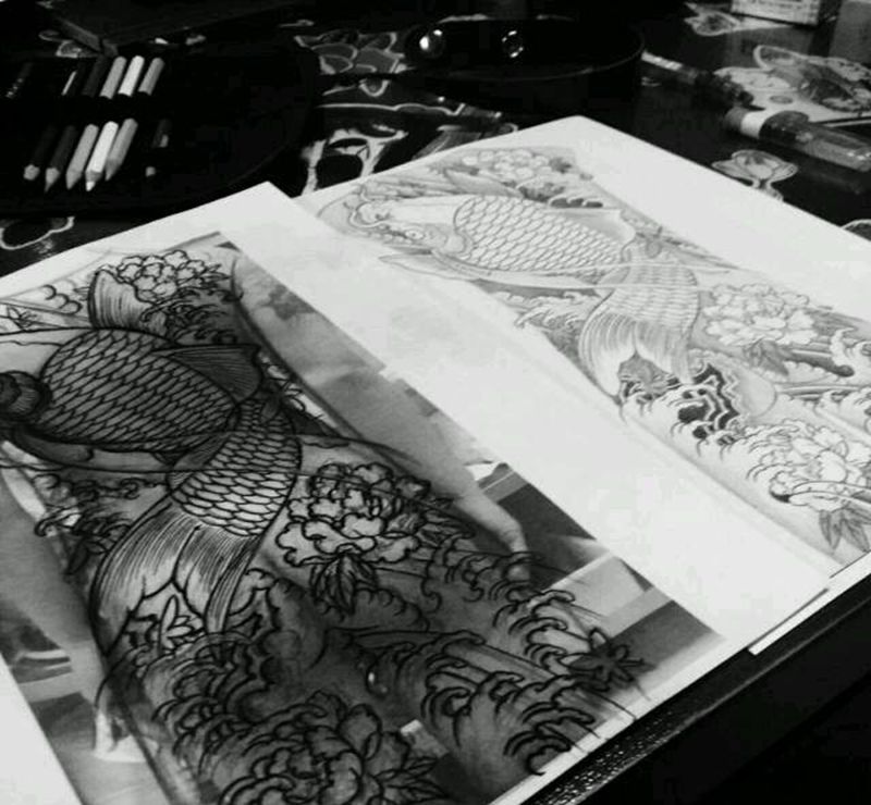 传统鲤鱼纹身图片