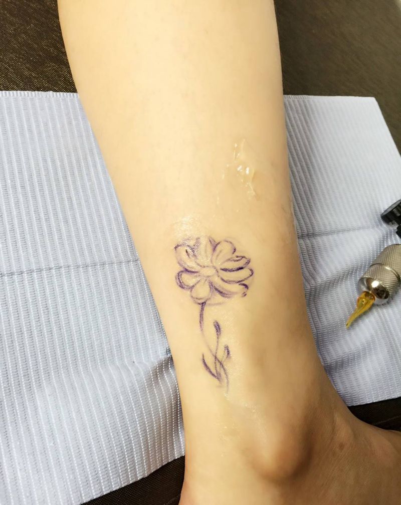 格桑花纹身图片_成品清新植物纹身图案