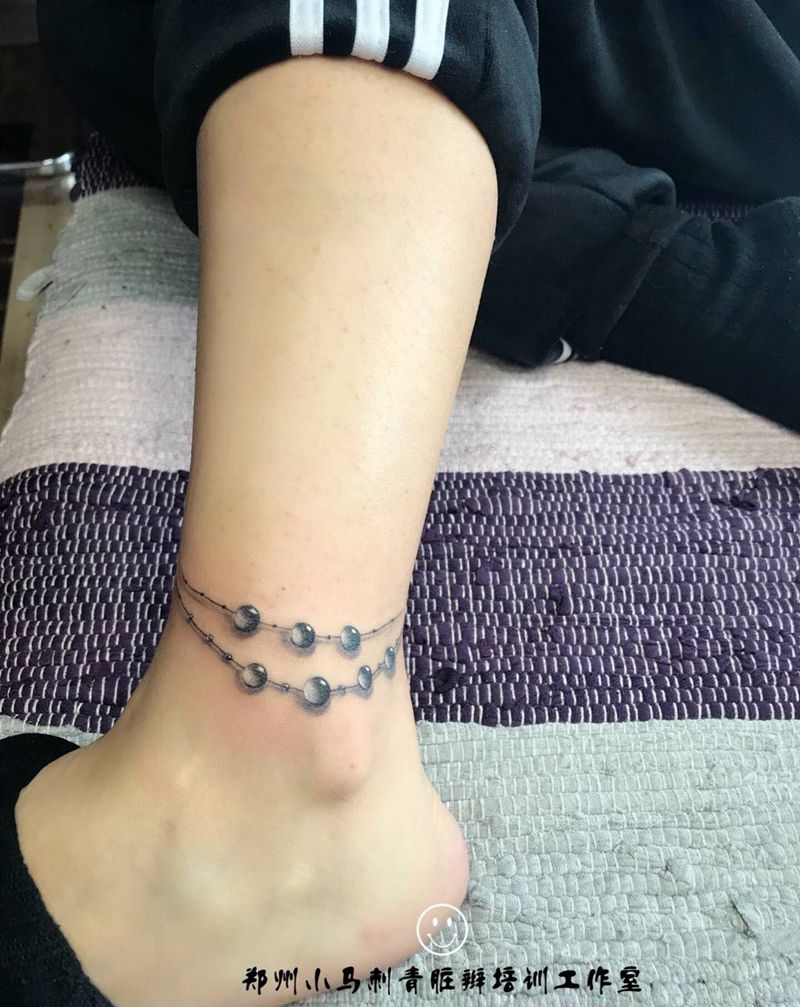 脚链纹身图片_成品腿部纹身图案