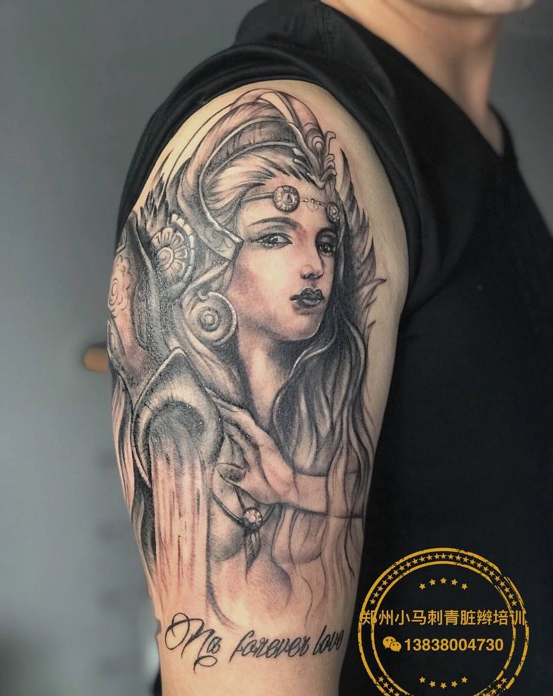 水瓶座♒️纹身图片_成品手臂人物纹身图案