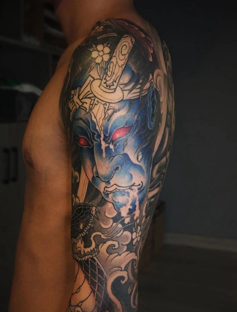 《生首》未完工纹身图片_手臂肩部新传统老传统纹身图案