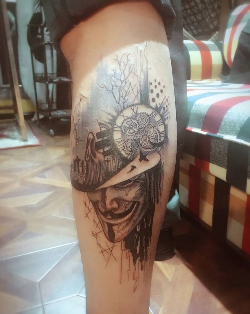 原创V字仇杀纹身图片