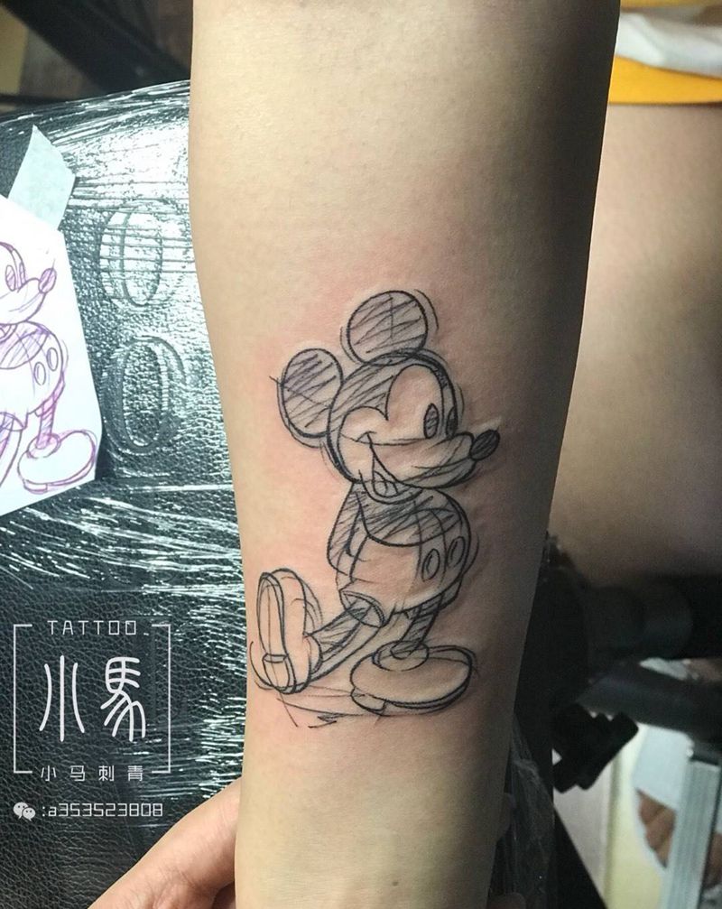 米奇纹身图片_成品手臂纹身图案