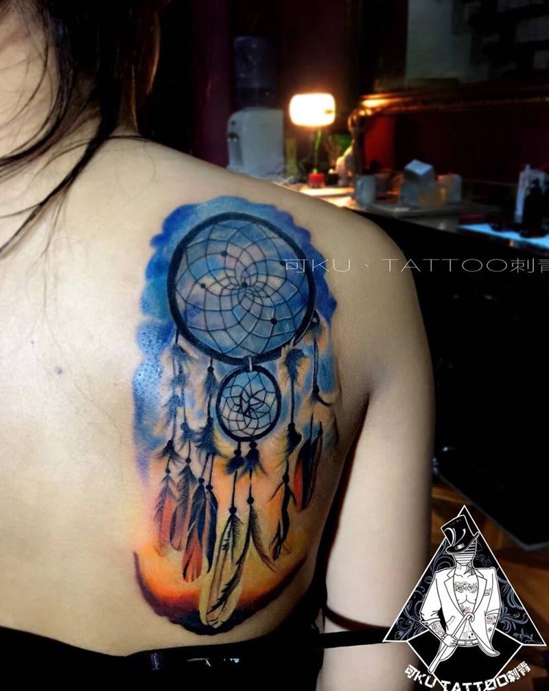 捕梦网纹身图片