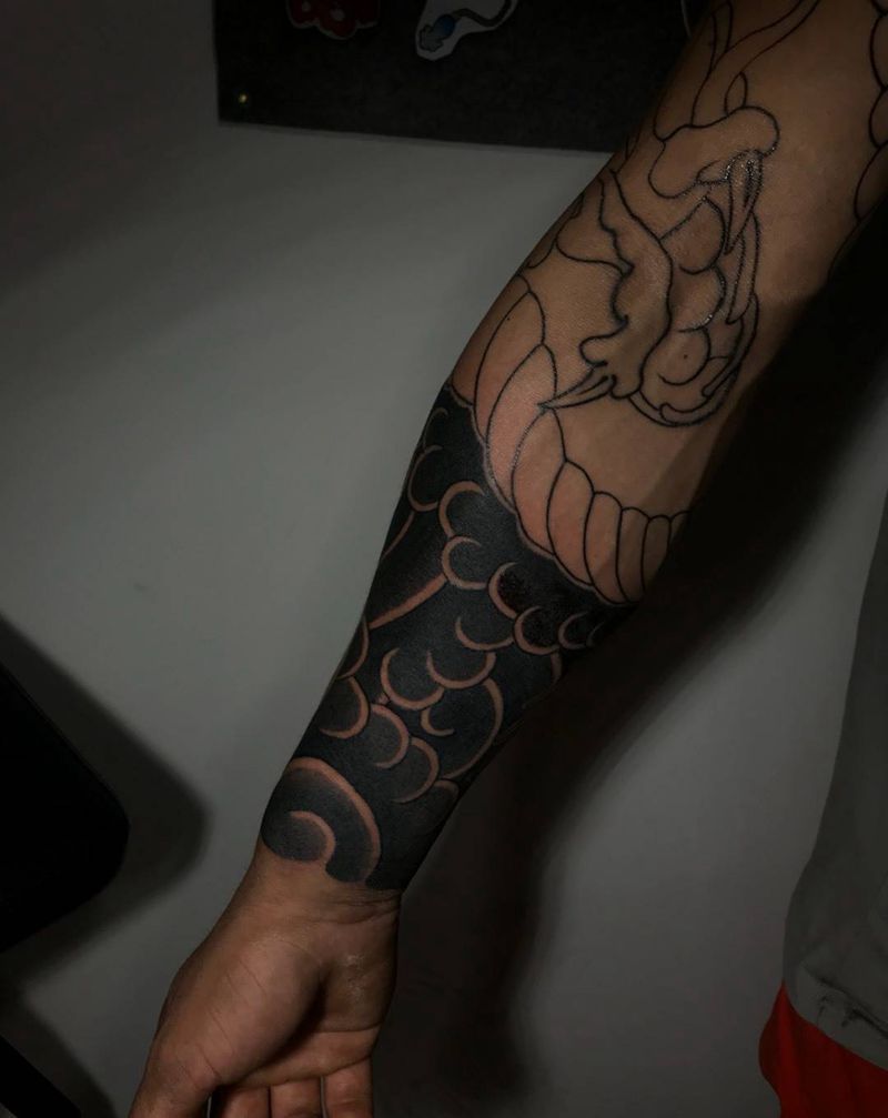 老传统花臂纹身图片_手臂肩部传统纹身图案