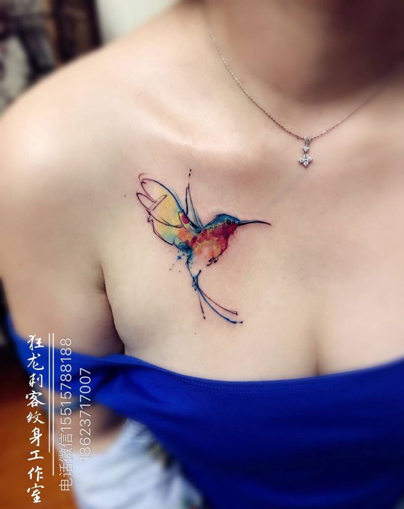 小遮盖纹身图片_成品胸部肩部臀部欧美国画传统清新动物图腾纹身图案