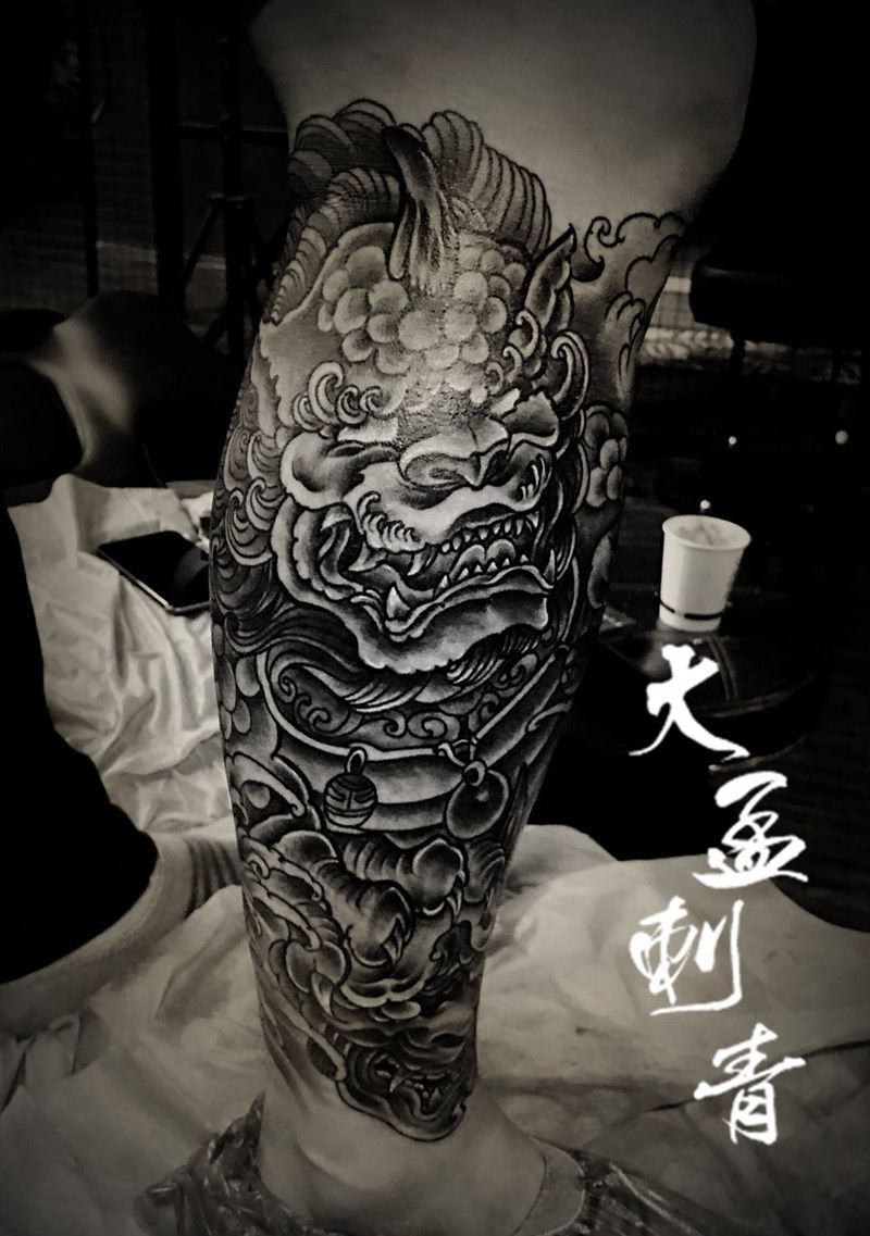 唐狮子纹身图片_成品纹身图案