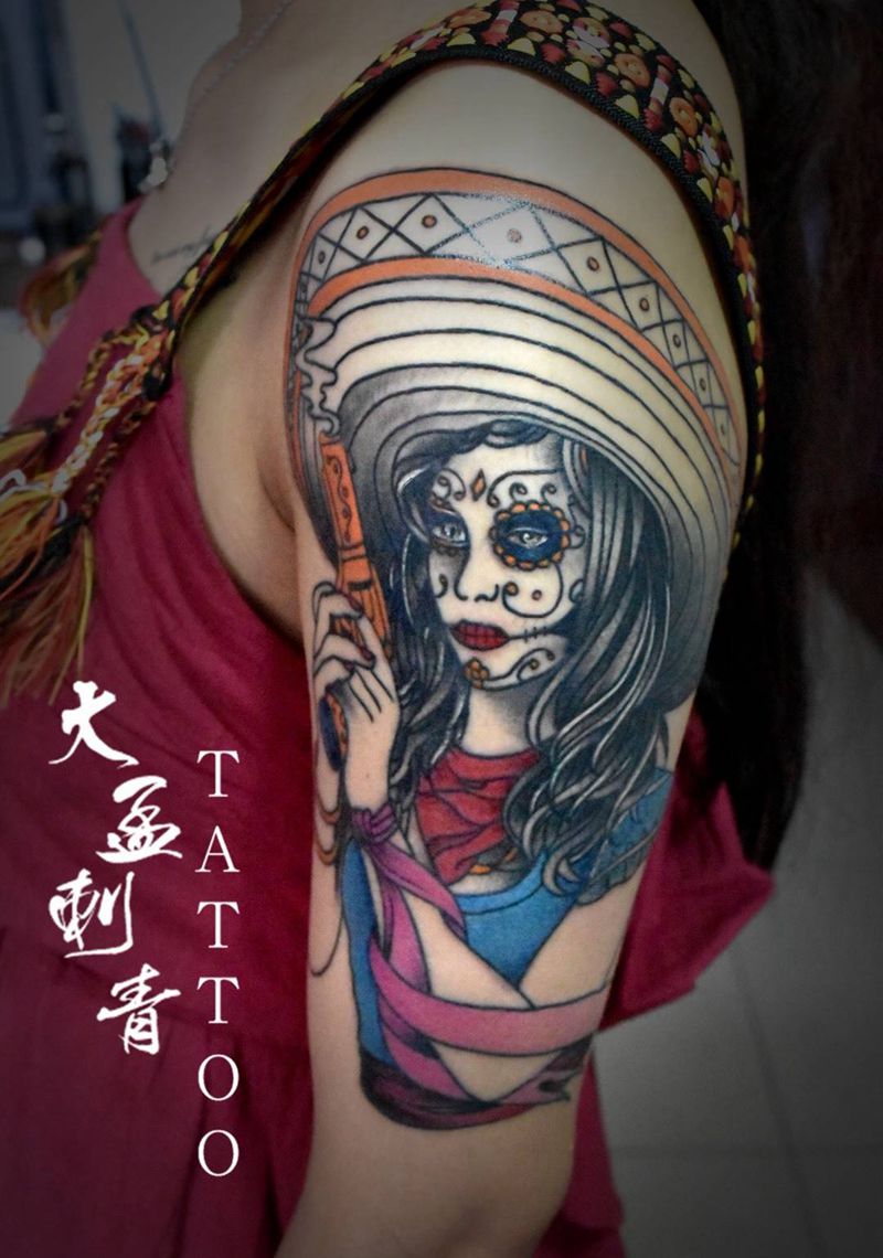 美少女纹身图片_成品纹身图案