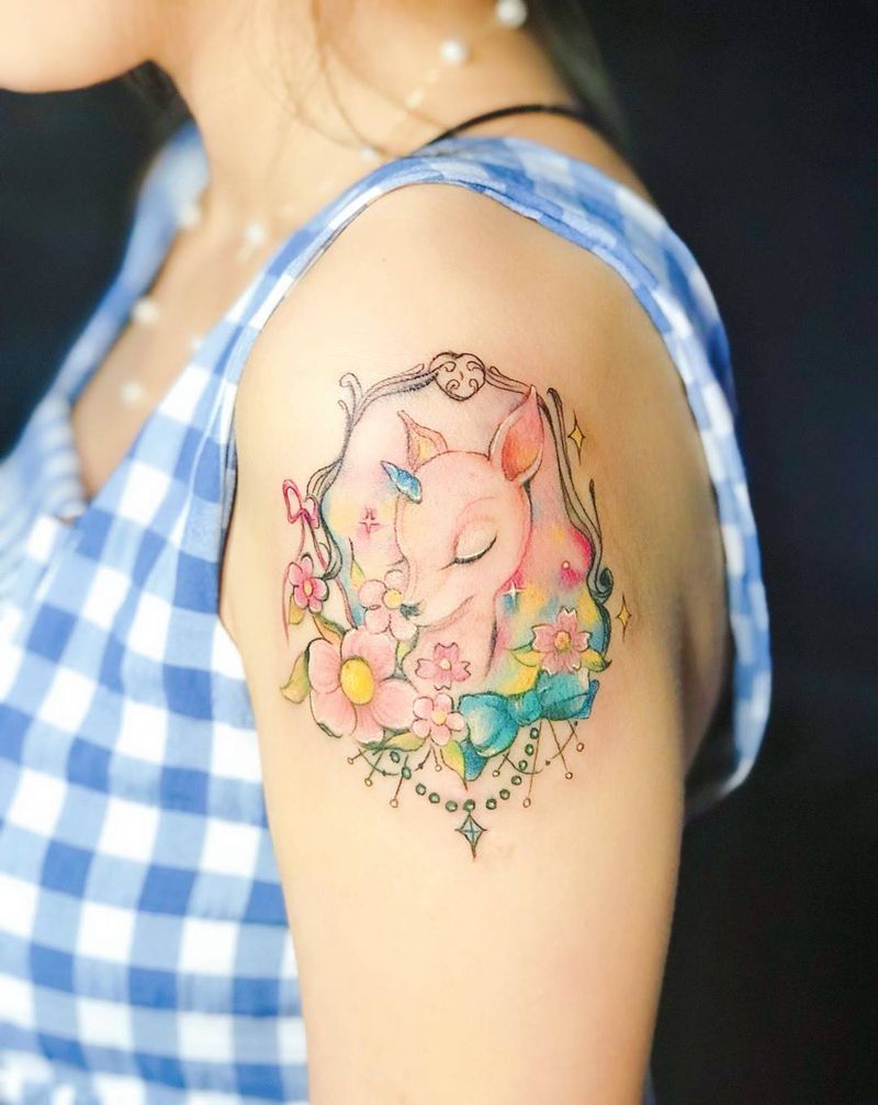 水彩纹身图片_成品手臂清新纹身图案