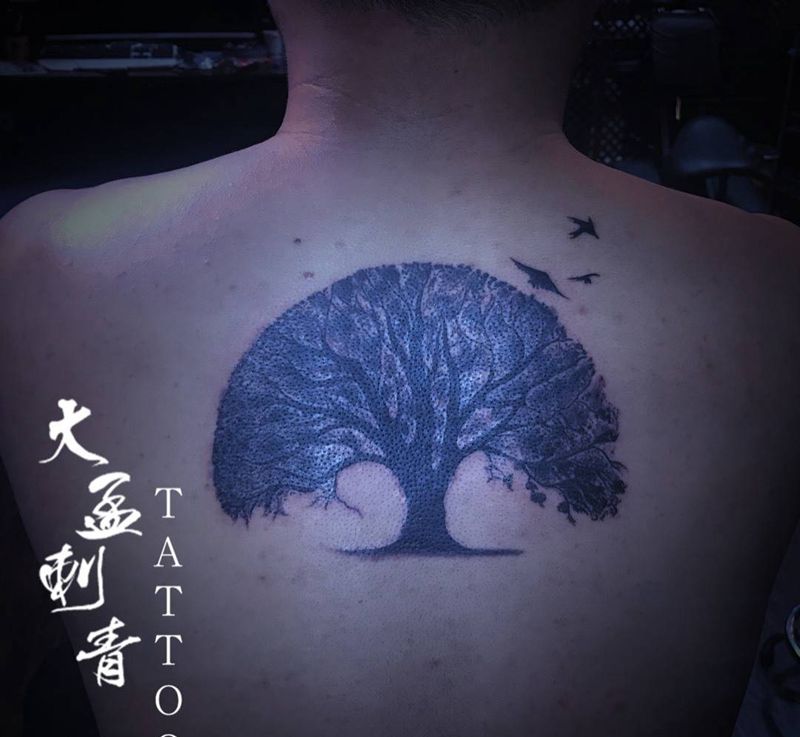 一颗树纹身图片_成品纹身图案