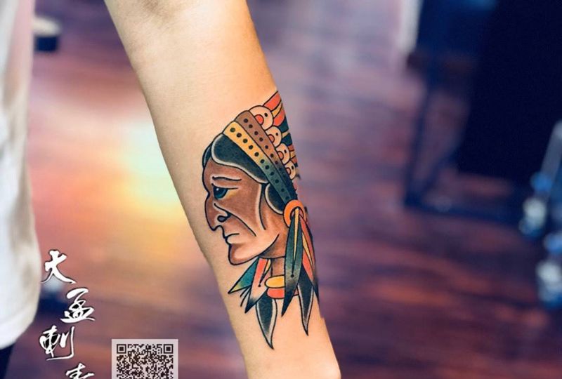 School印第安人纹身图片_成品纹身图案