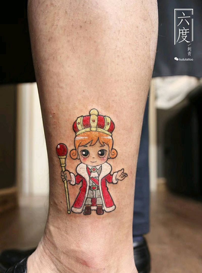 情侣 国王纹身图片_腿部纹身图案