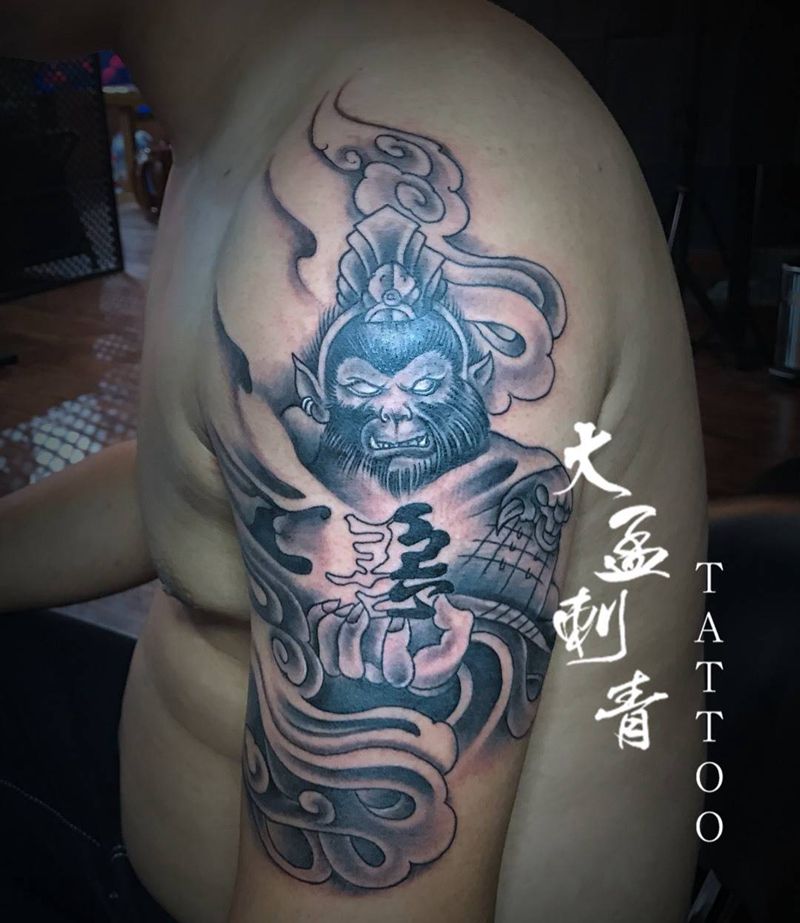 大臂悟空纹身图片_成品纹身图案