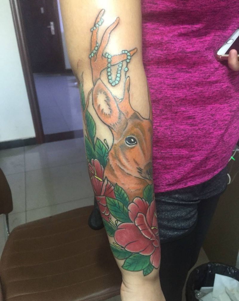 鹿头纹身图片