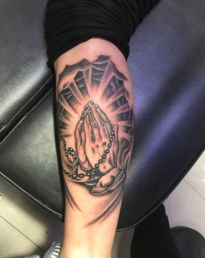 小腿佛手纹身图片