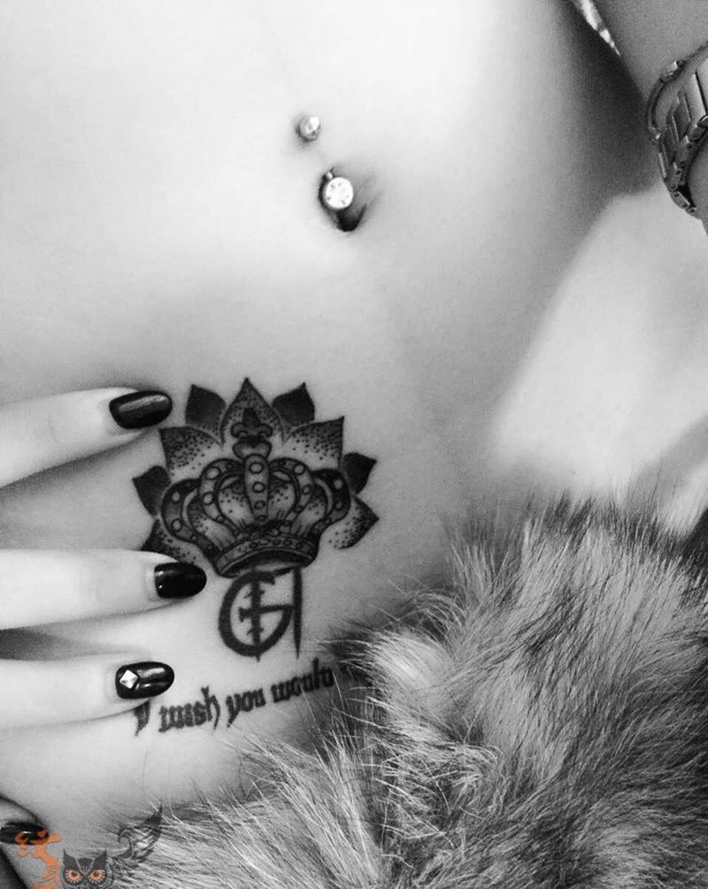 买家秀纹身图片_成品腹部纹身图案