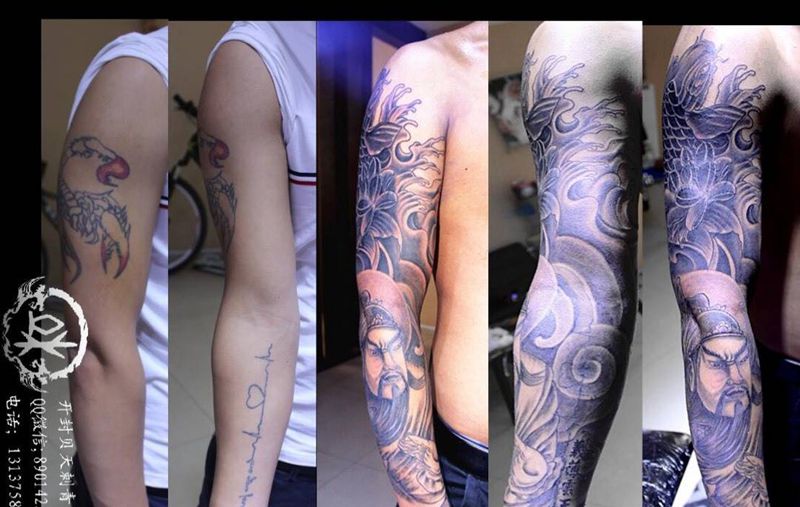 花臂遮盖纹身图片