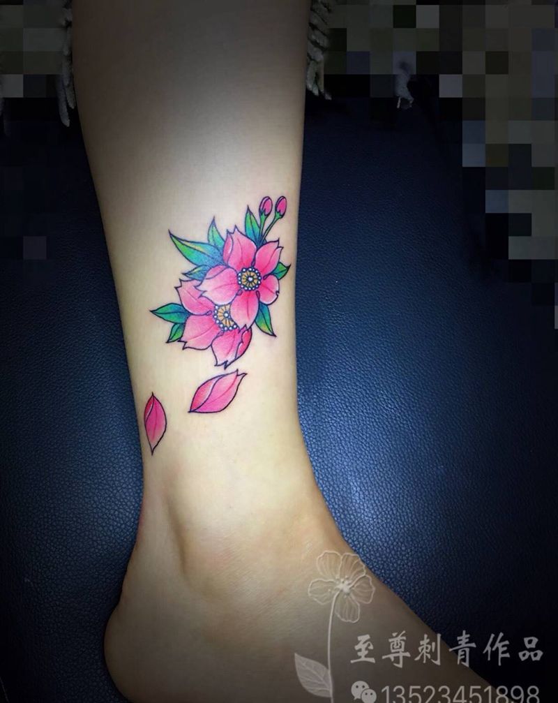 樱花纹身图片_新传统纹身图案