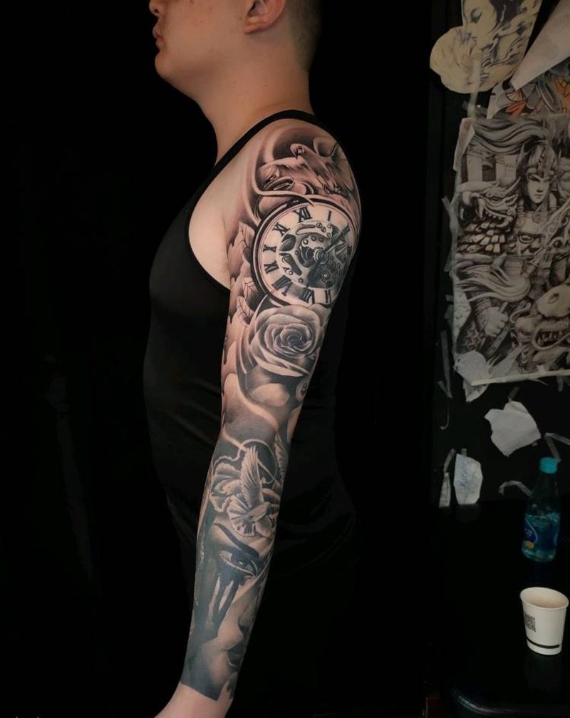 欧美花臂纹身图片_欧美写实纹身图案