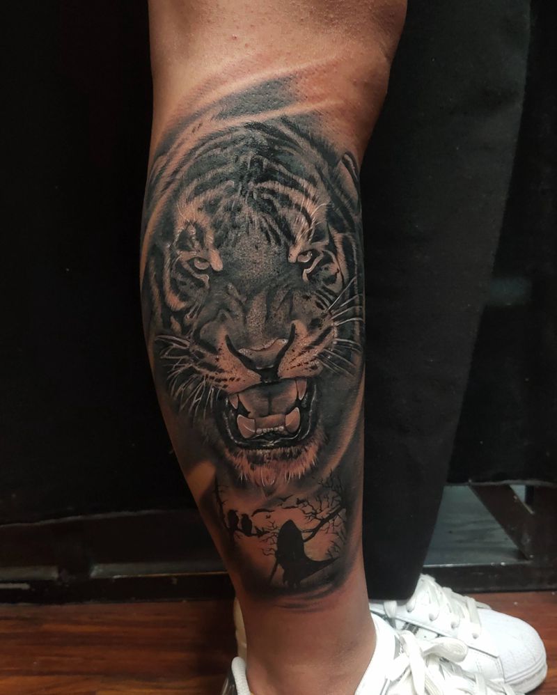 老虎，纹身图片_欧美写实纹身图案