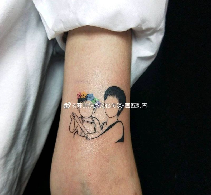 照片简笔画设计纹身图片_手臂原创简笔画照片纹身图案