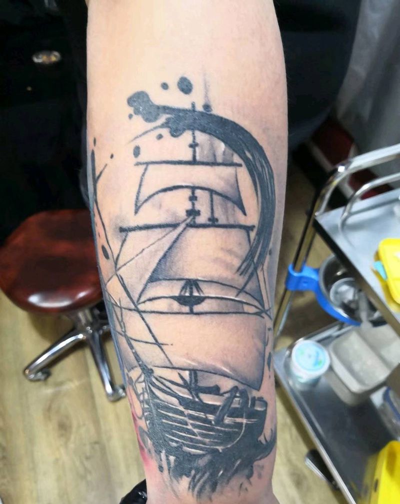 帆船纹身图片