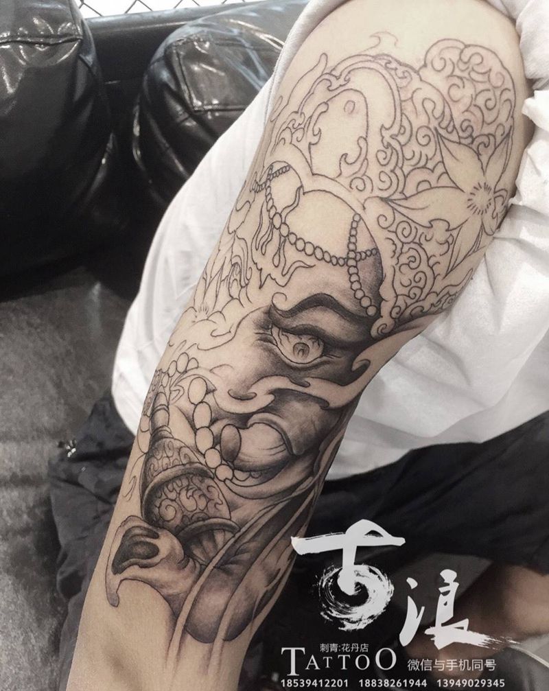 象神纹身图片_传统鬼神成品手臂纹身图案