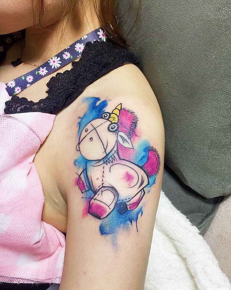 独角兽遮盖纹身图片_动物纹身图案