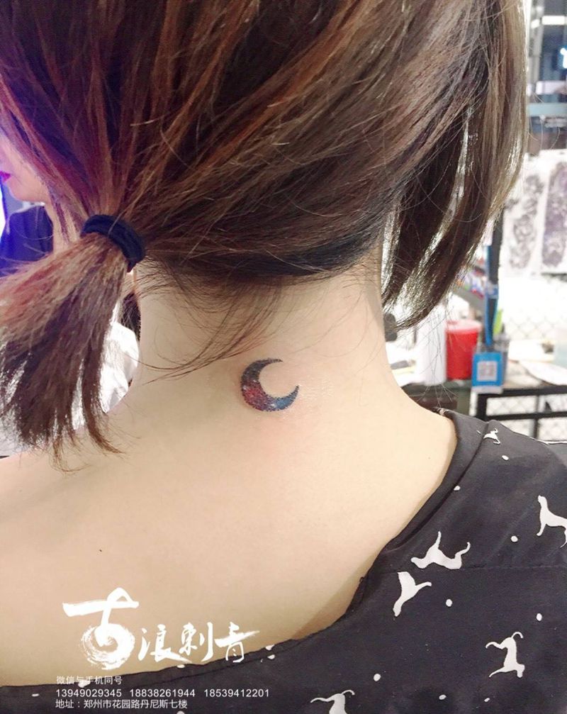 星空月亮纹身图片_原创纹身图案