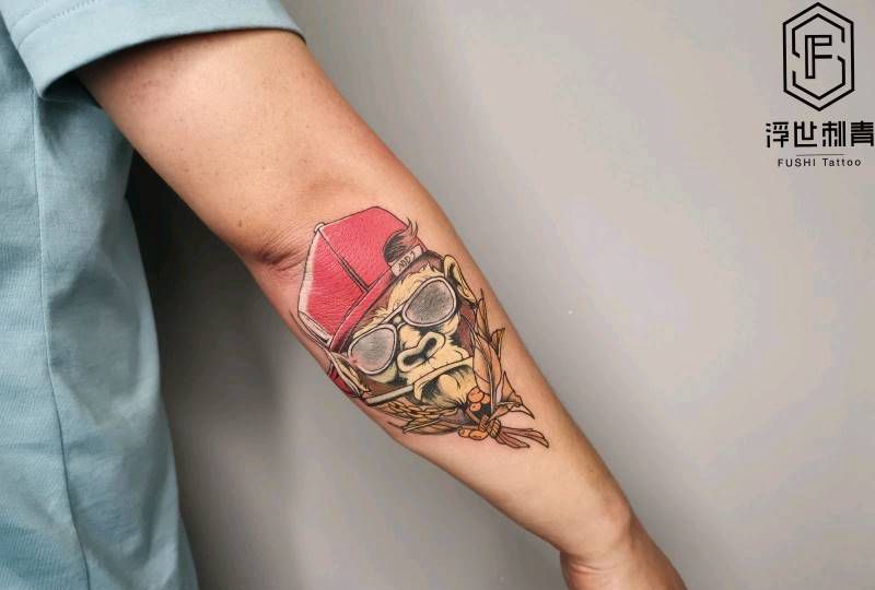 猴子/胎记遮盖纹身图片_手臂纹身图案