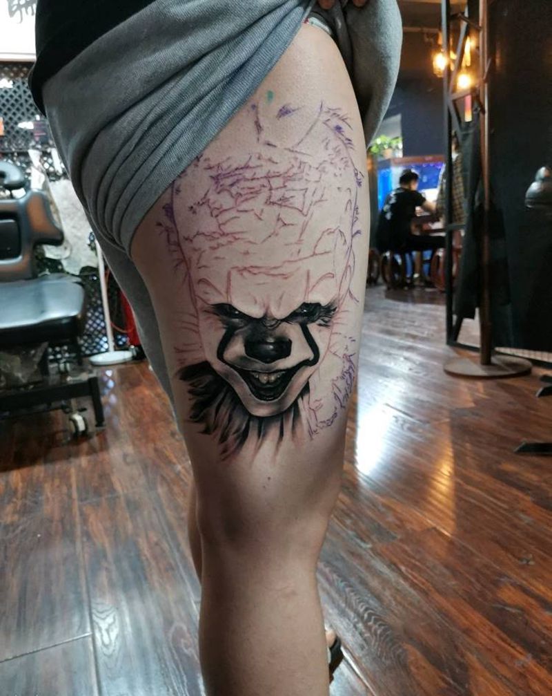 小丑纹身图片_欧美写实纹身图案