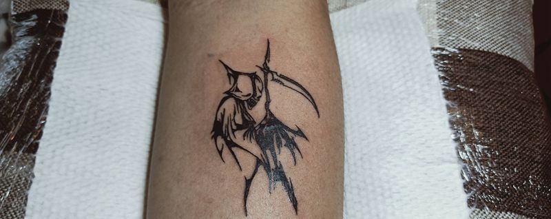 死神纹身图片_Old School遮盖疤痕纹身图案