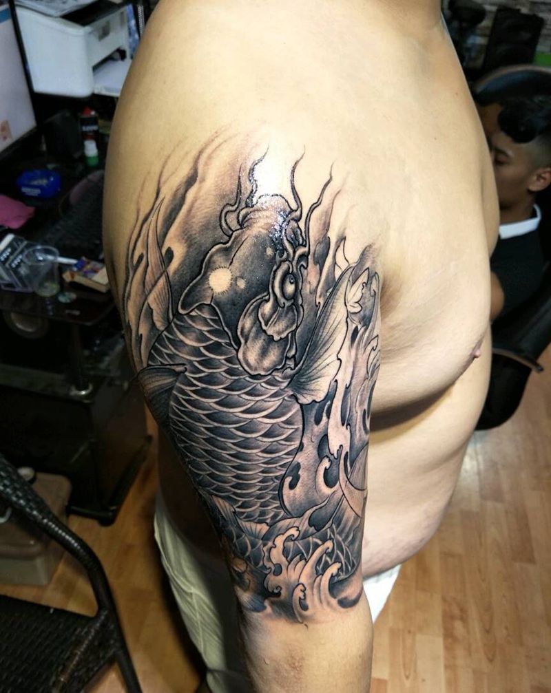 大臂鱼纹身图片_成品纹身图案