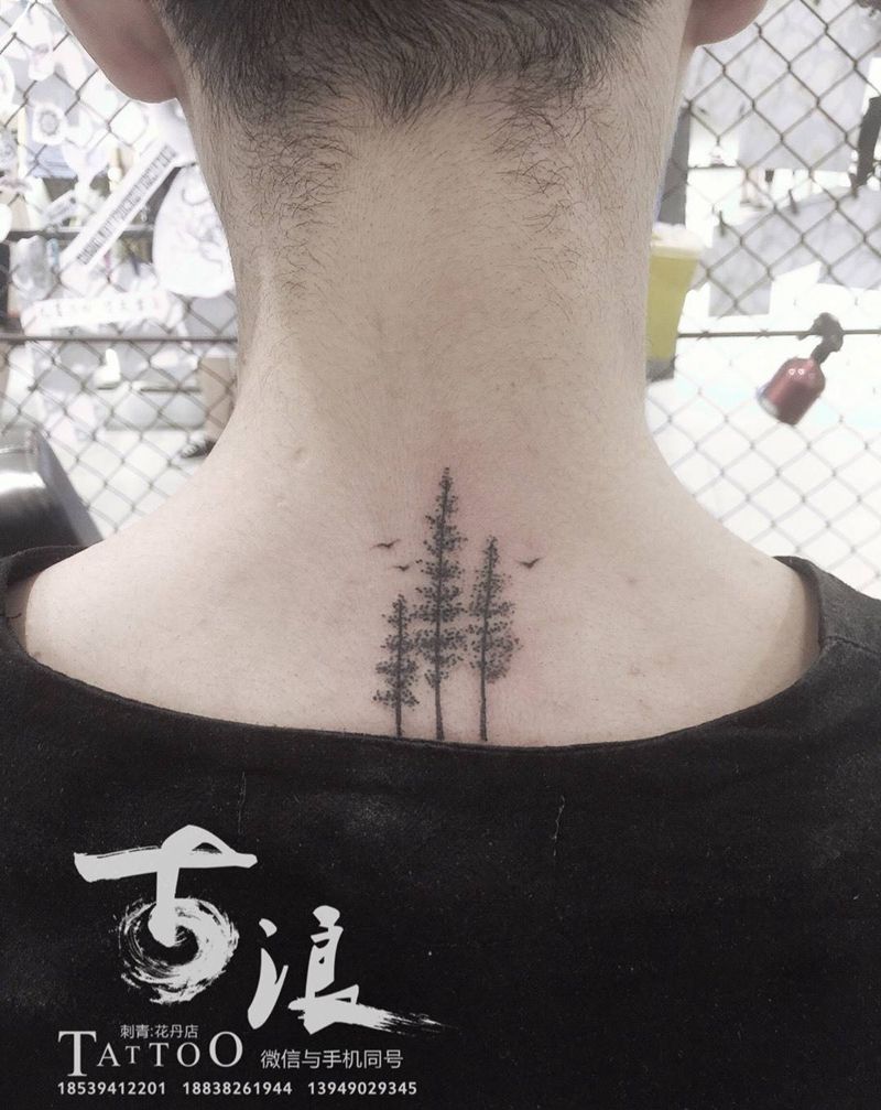 小图纹身图片_植物清新颈部成品手稿纹身图案