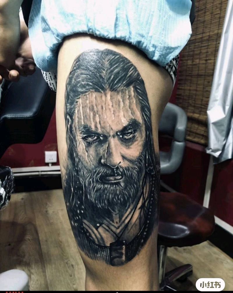 海王，斯坦李超写实素描作品纹身图片_欧美写实纹身图案