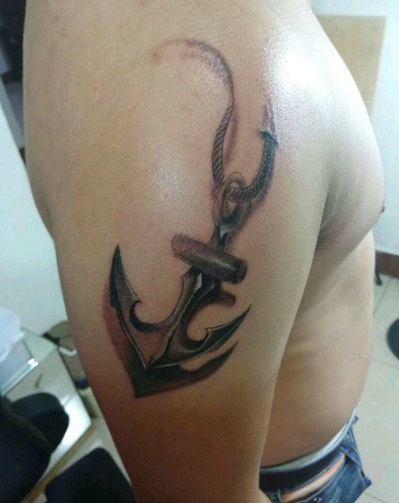 之前作品，船锚纹身图片_手臂成品纹身图案