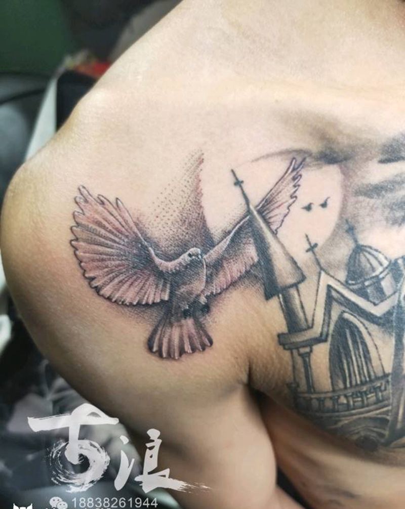鸽子添加纹身图片