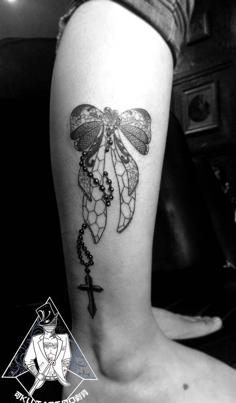 蝴蝶结纹身图片