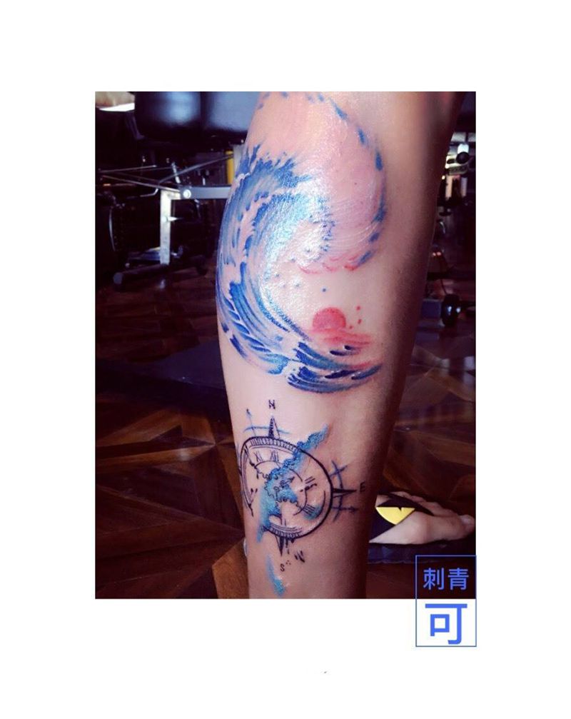 浪纹身图片