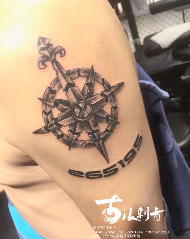 指南针纹身图片