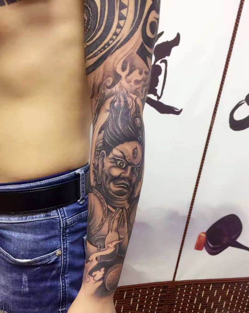 中西结合花臂纹身图片