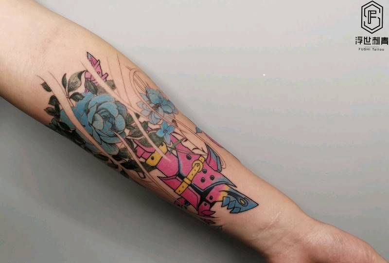 火箭少女纹身图片_手臂New School纹身图案